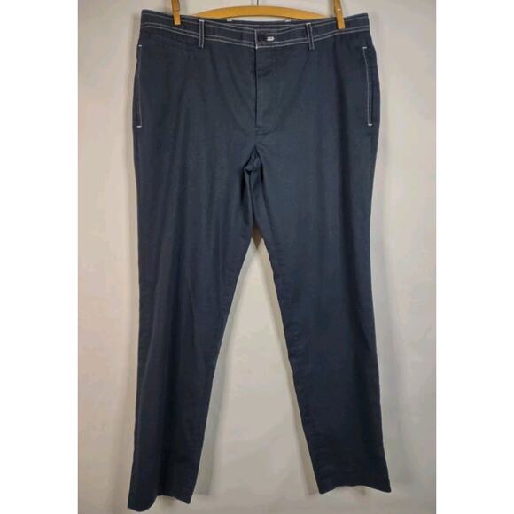 INC International Concepts Pants Men's Sz 33x32 Navy Blue Slim Fit Flat Front - Picture 1 of 10